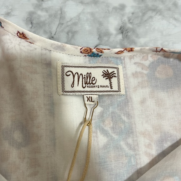 MILLIE WOMENS DAISY TASEL TIE MINI DRESS CREAM FLORAL Sz XL NEW - Picture 10 of 12